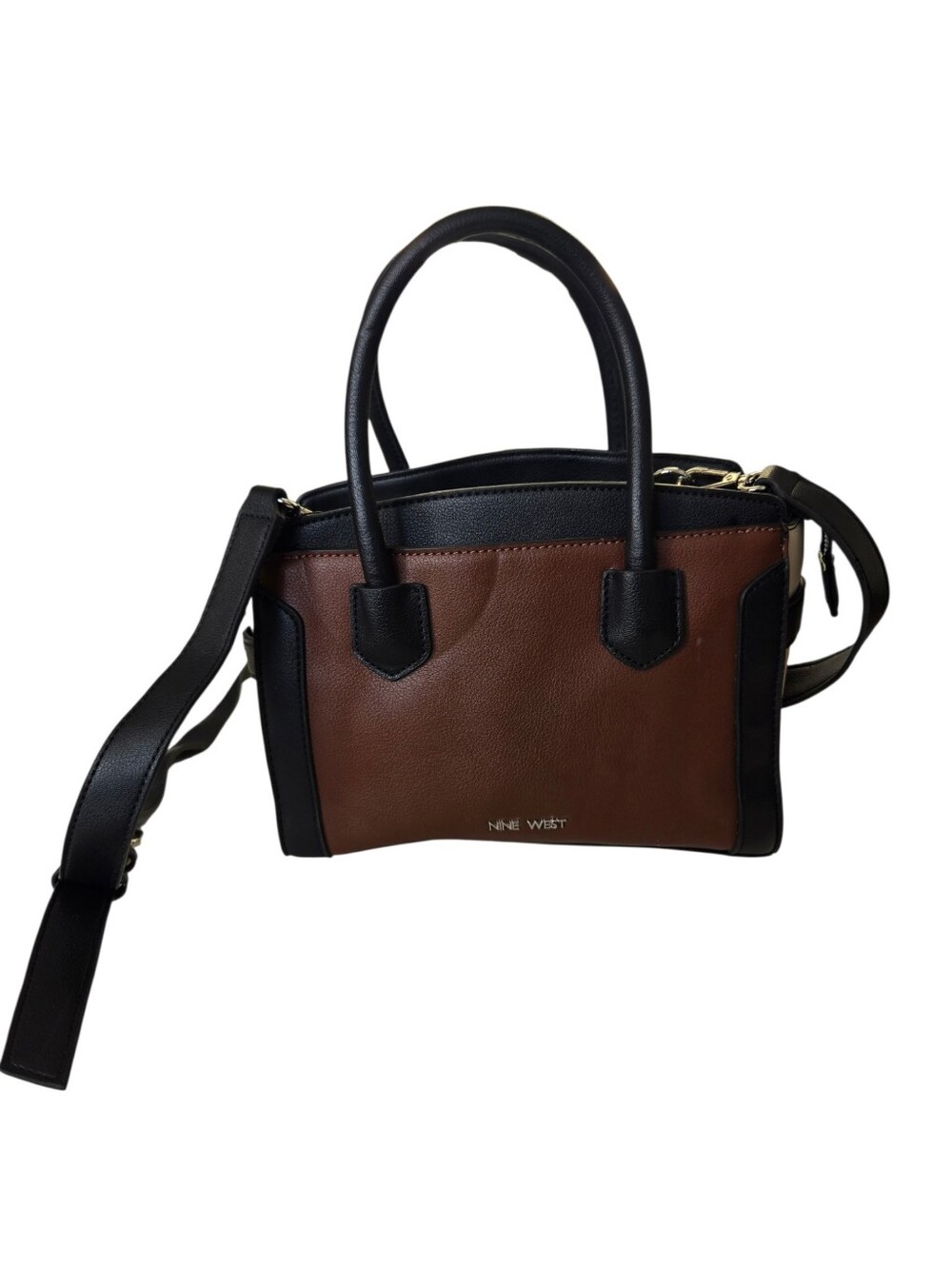 Nine West Brown Black Colorblock Mini Satchel Crossbody Bag